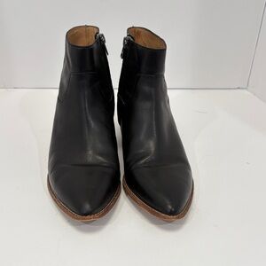 Madewell Black Leather Pointed Toe Ankle Boots Side Zip K5307